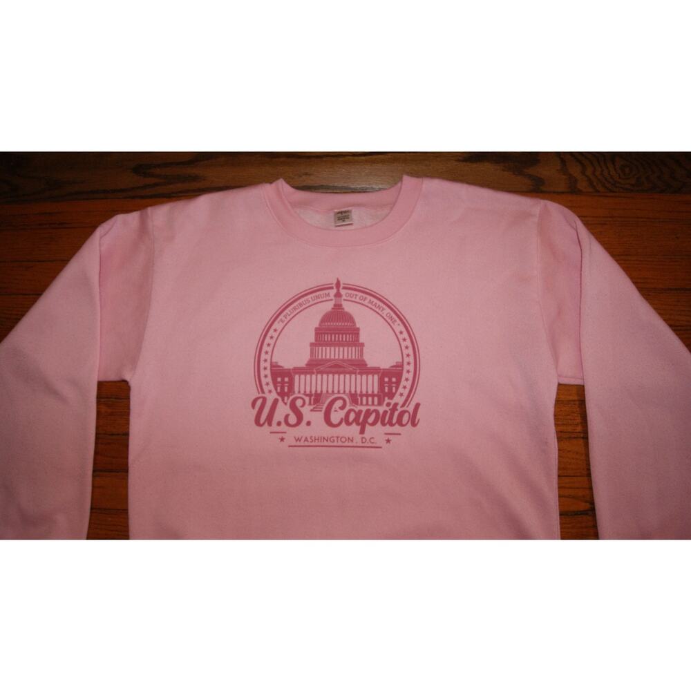 Vintage 90s U.S. Capital Washington D.C. Pink XL Crewneck Sweatshirt USA Made